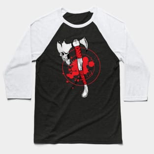 Skull Throwing Axe Baseball T-Shirt